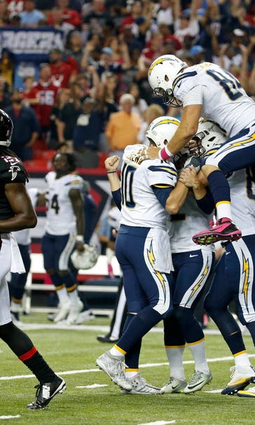 Chargers beat Falcons 33-30 in OT on Lambo's 42-yard FG